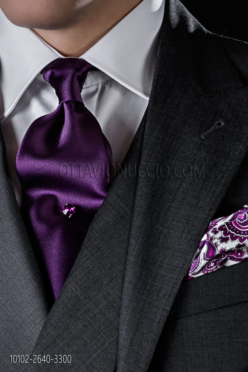 Purple satin tie