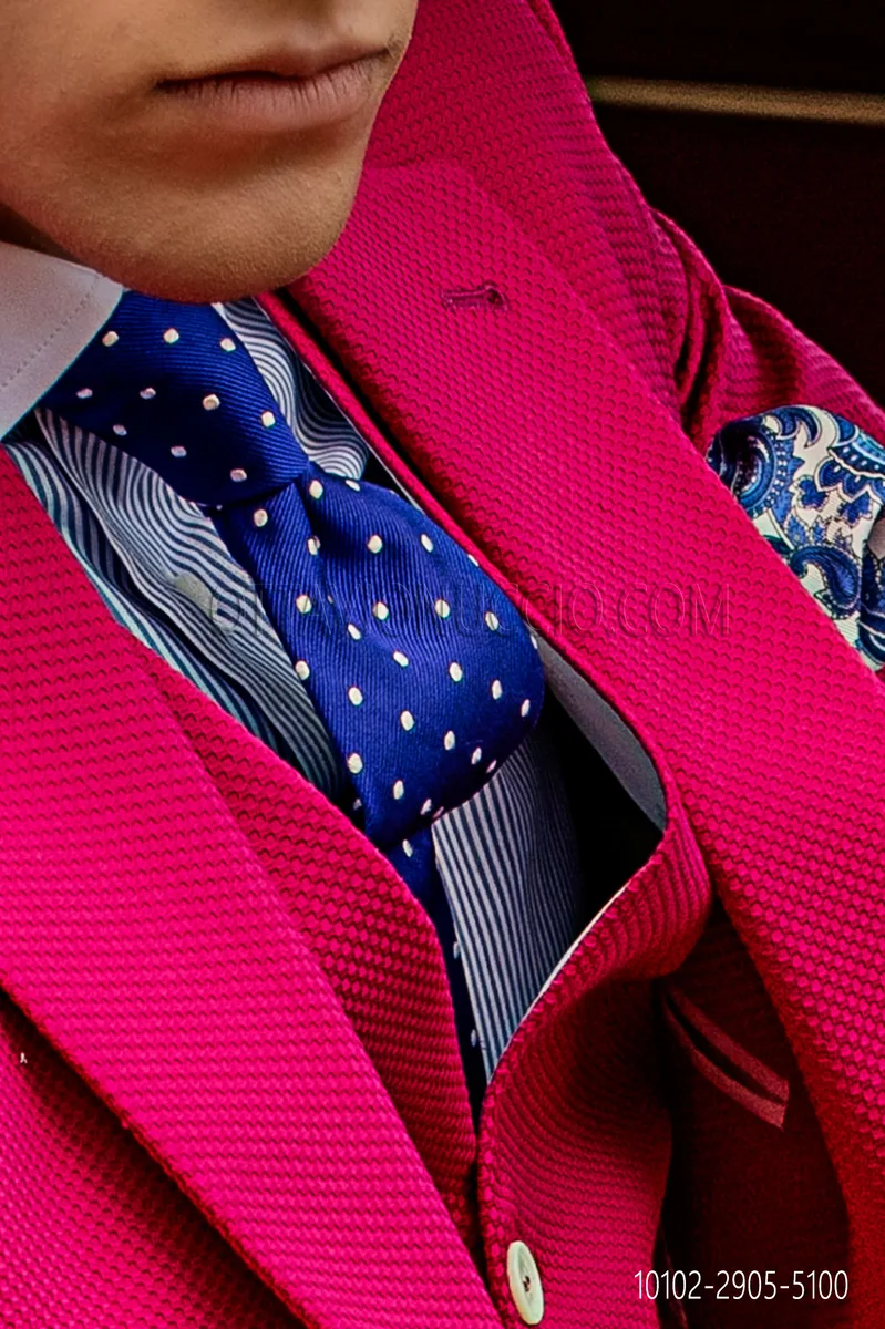 Blue silk cravat with white polka dots