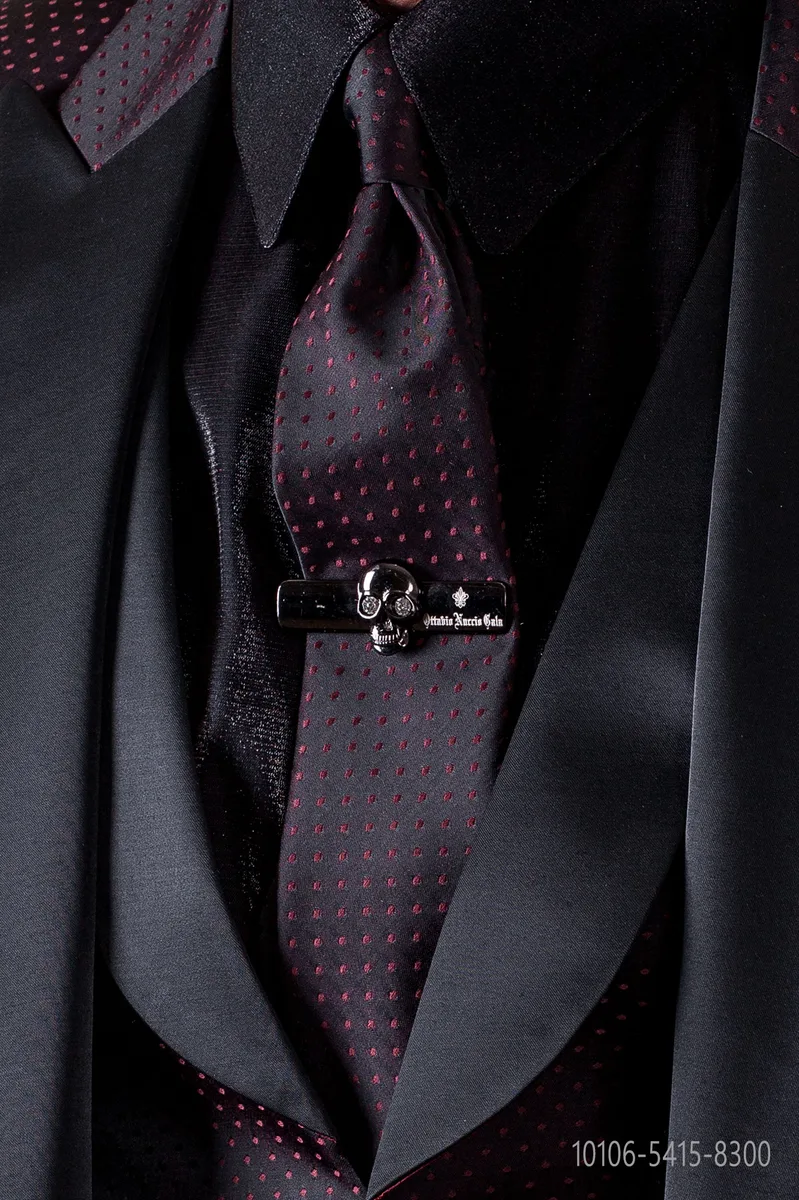 Krawatte schwarz mit rote Mikrodesign