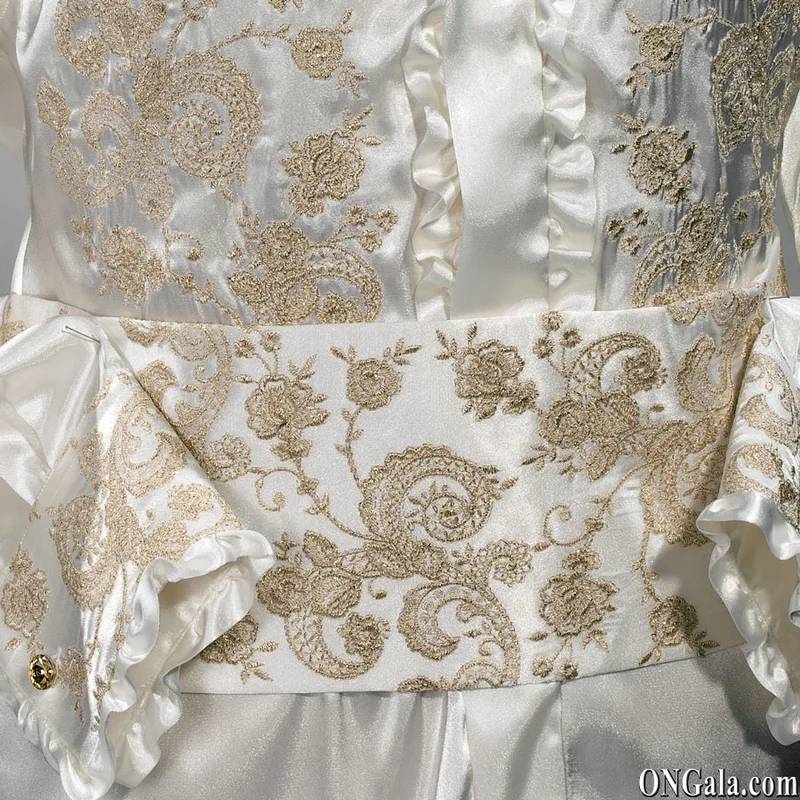 Bestickte Kummerbund, naturweiß, aus Satin