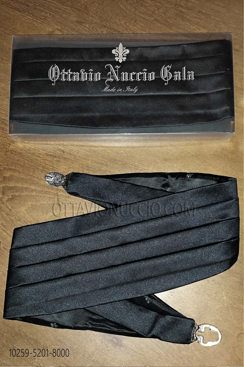 Fajín 4 pliegues en raso negro