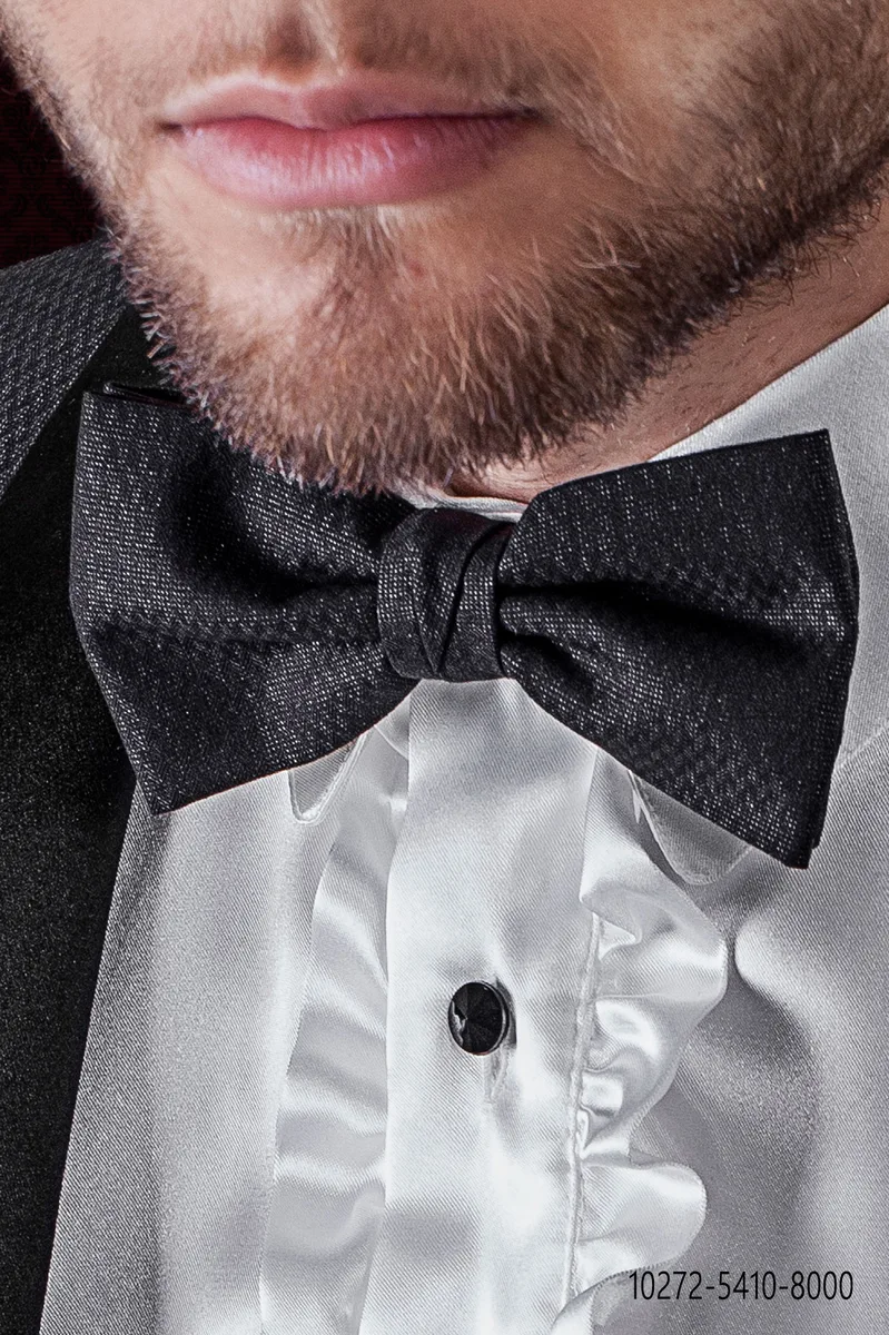 Black herringbone bow-tie