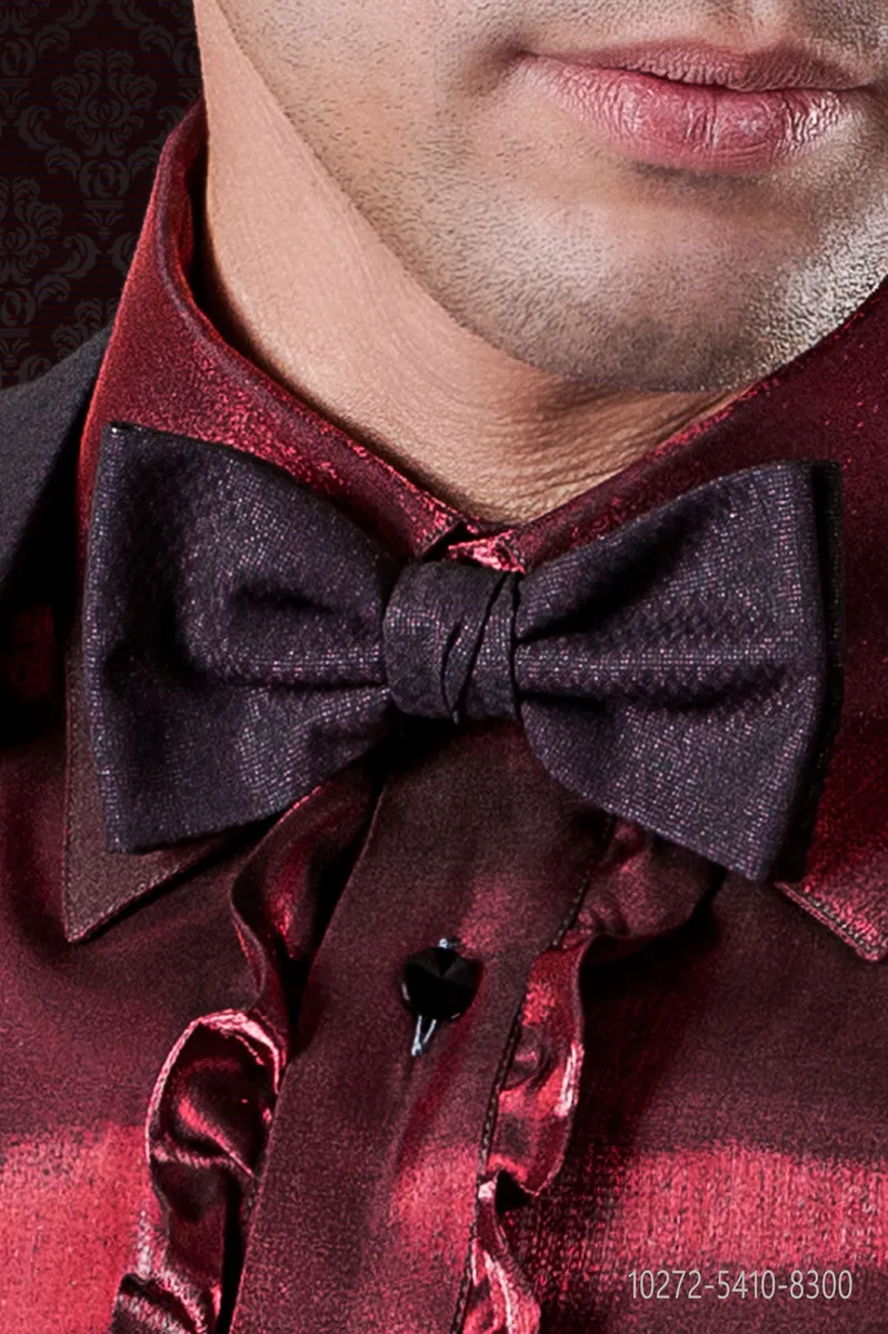 Burgundy herringbone bow-tie