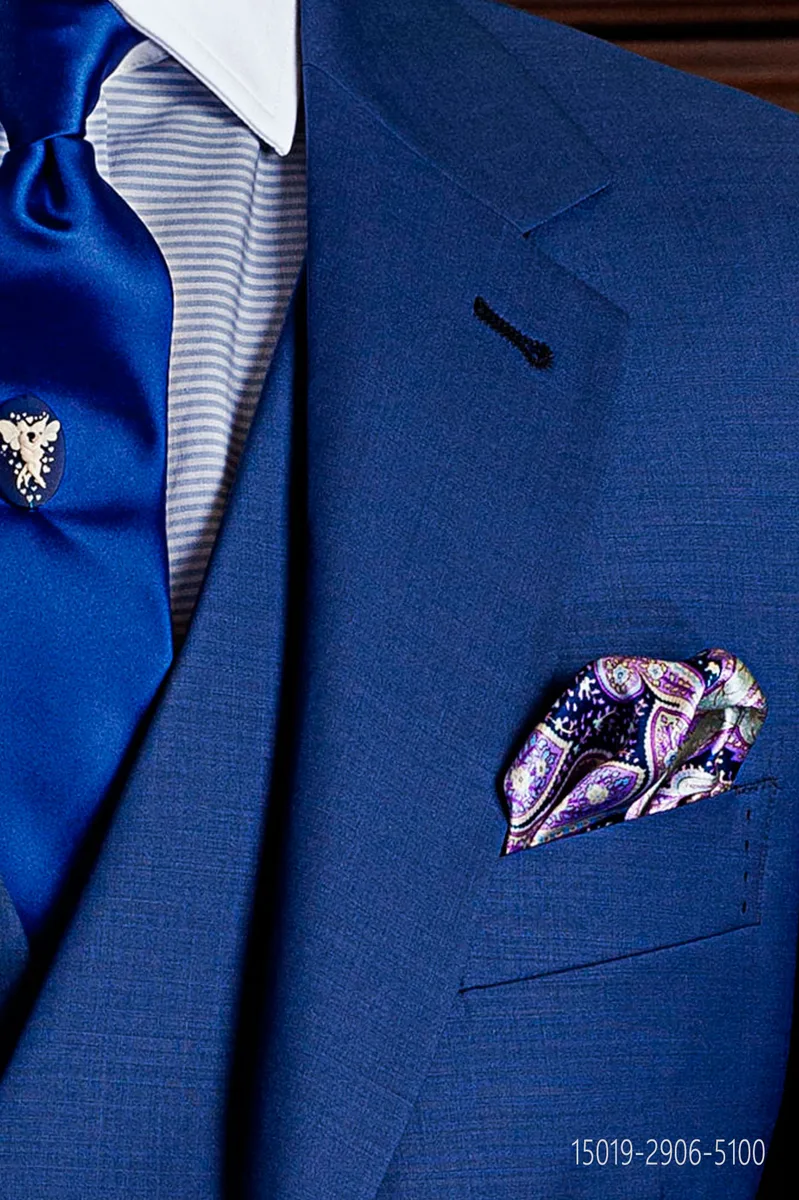 Blue printed silk handkerchief