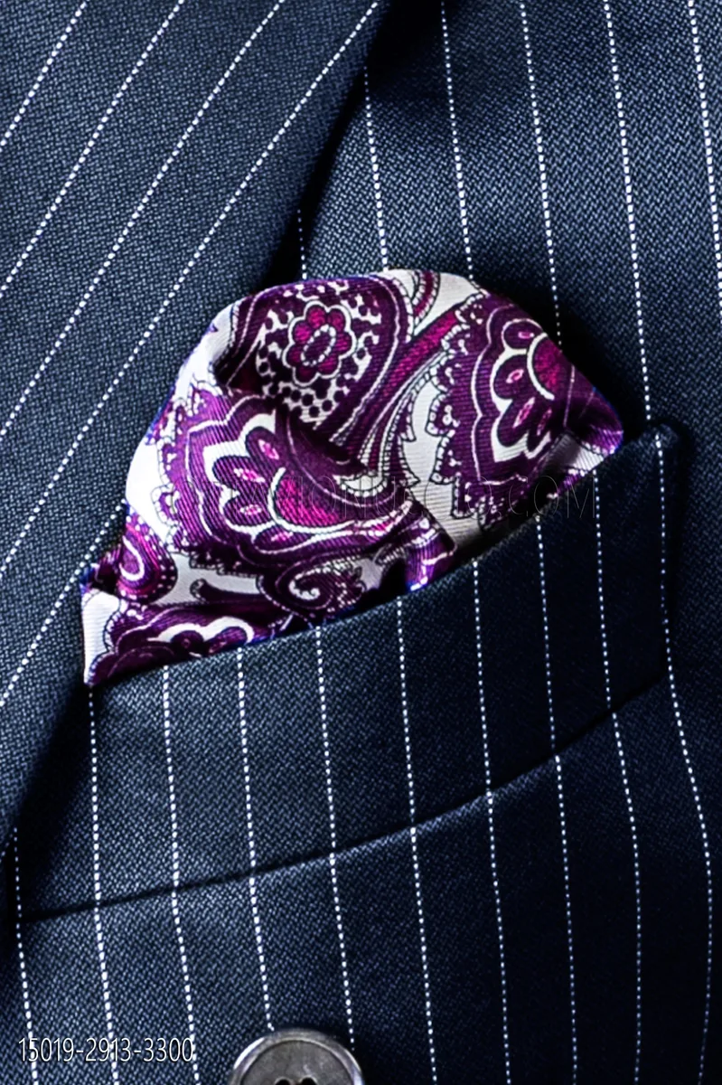 Pañuelo de pura seda diseño paisley fucsia