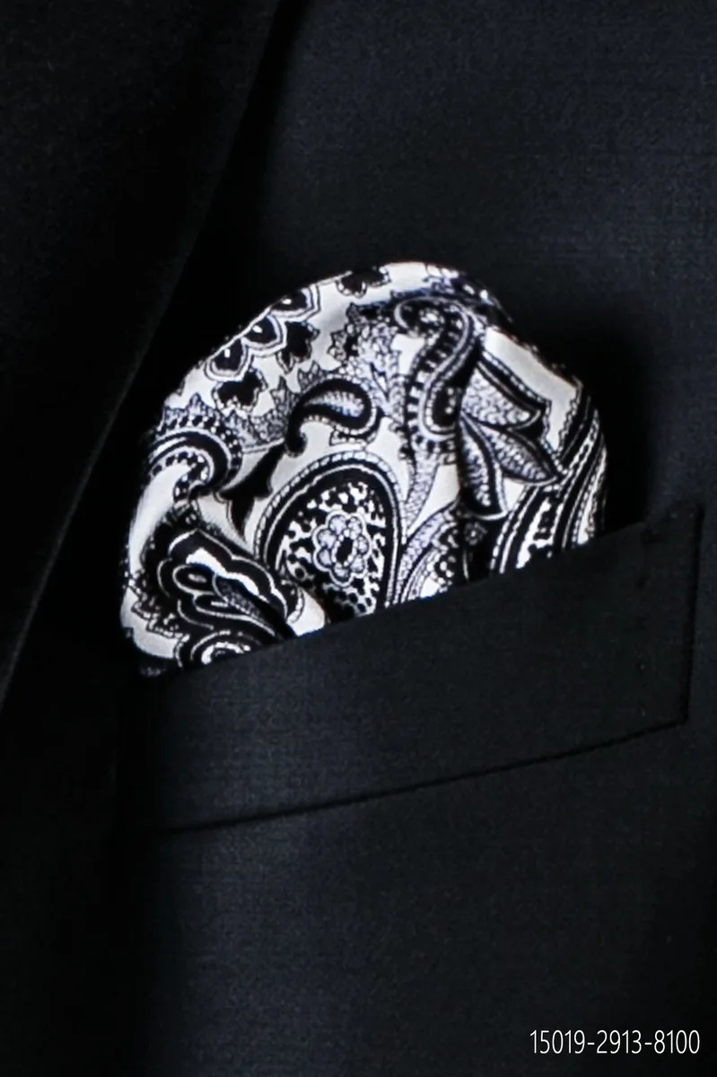 Pañuelo de pura seda diseño paisley en negro
