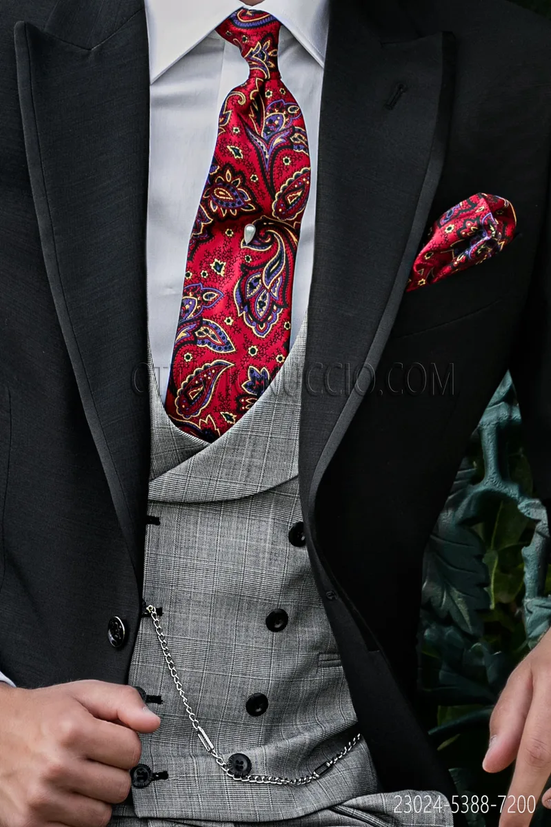 Prince of Wales double-breasted waistcoat in light gray