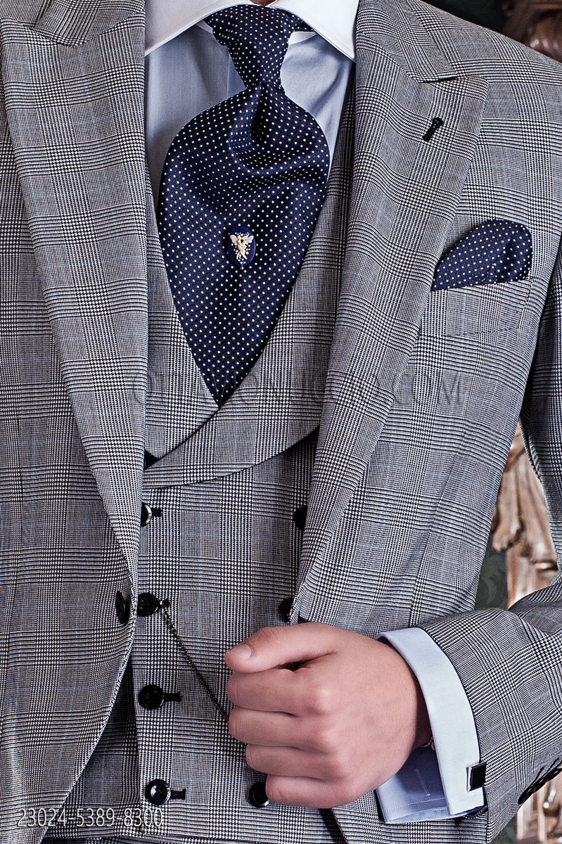 Grey wales double-breasted waistcoat