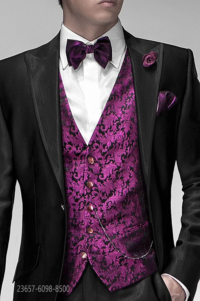 Weste, schwarz, aus Jacquard-Seide