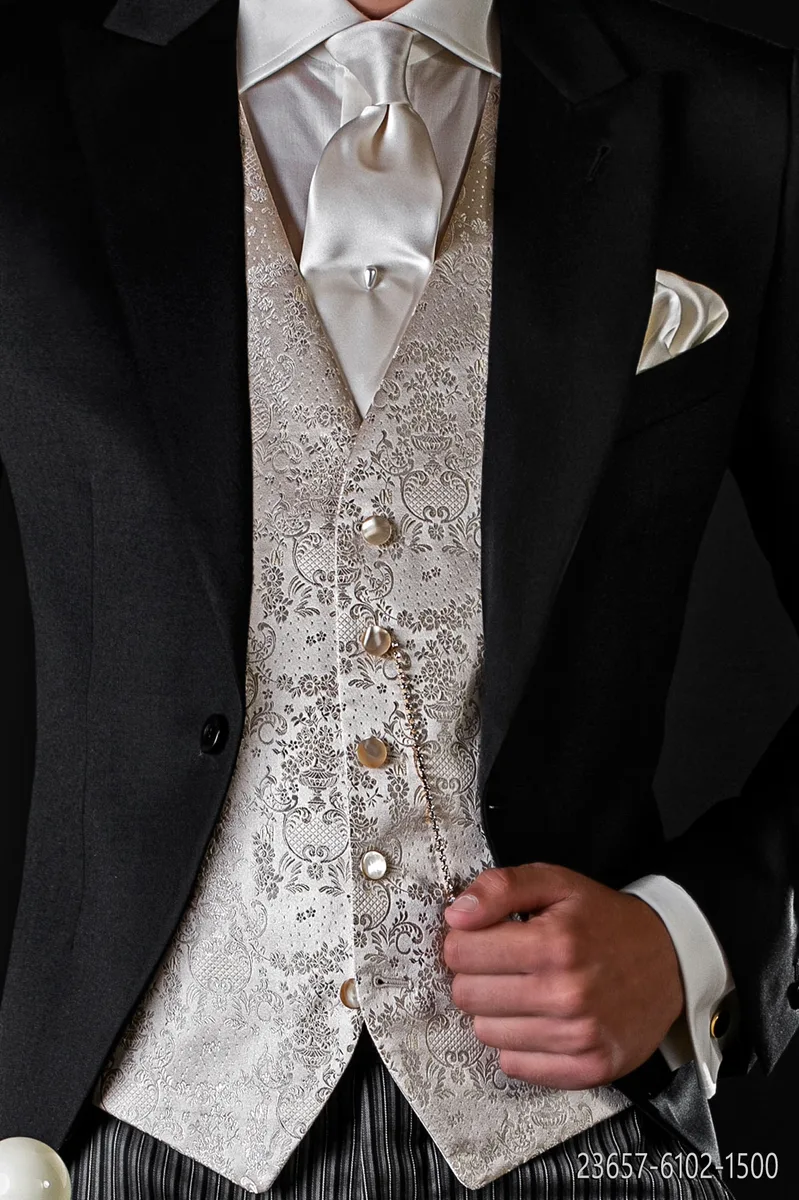 Gold brocade pure silk 5 buttons waistcoat