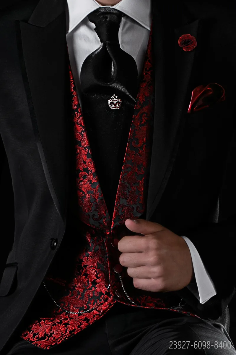 Chaleco en jacquard de pura seda rojo