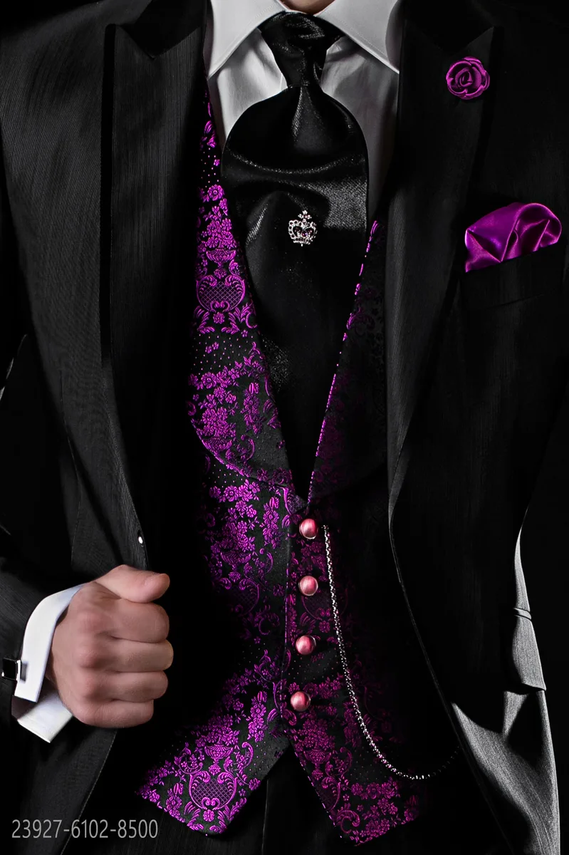 Chaleco solapa chal en jacquard de seda