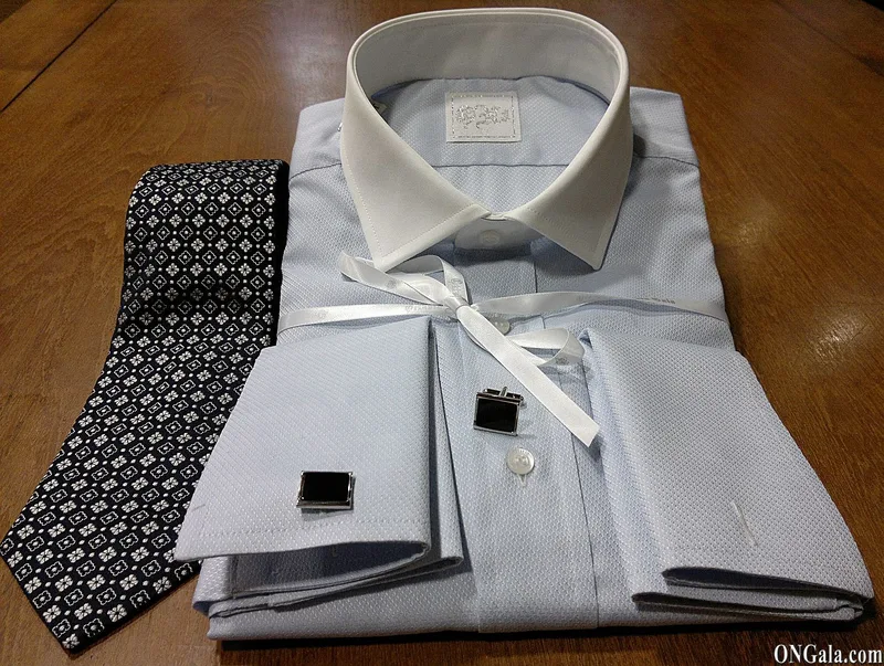 Sky Blue Cotton Shirt with white Contrast Collar