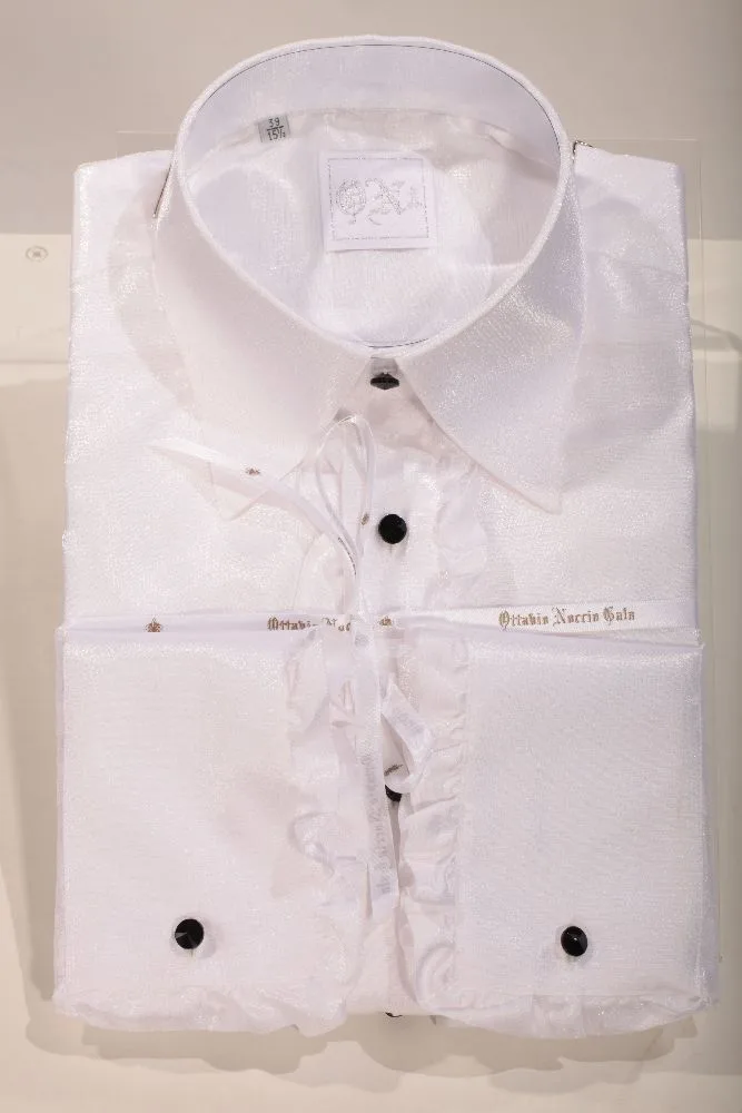 Camicia lurex bianca con volant