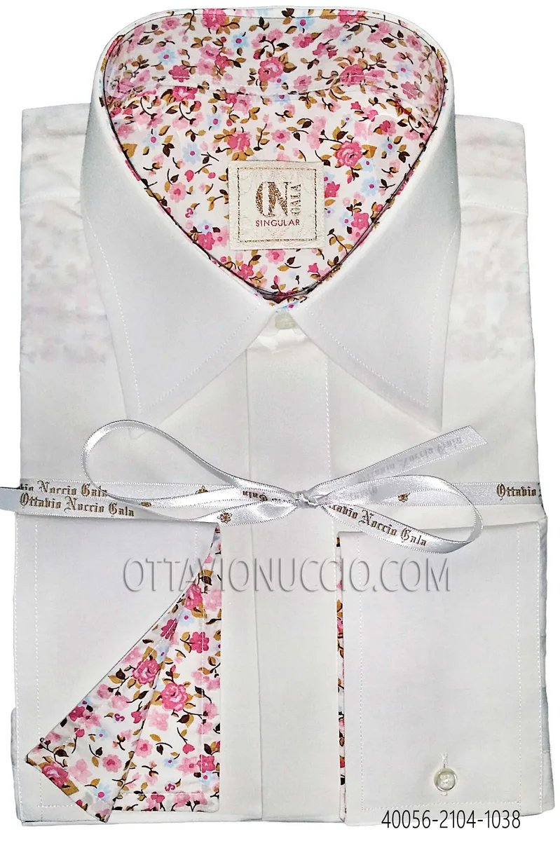 White Cotton Shirt with Contrast Detail