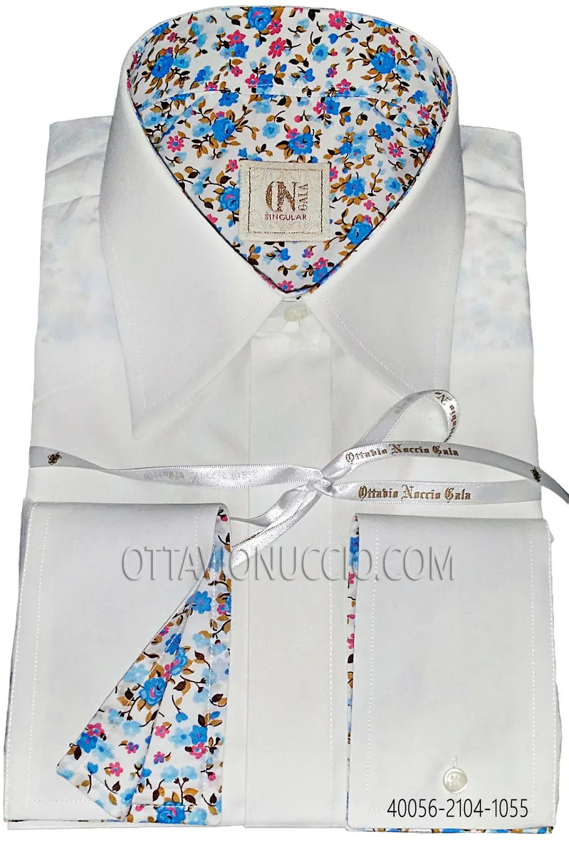 White Cotton Shirt with Contrast Detail