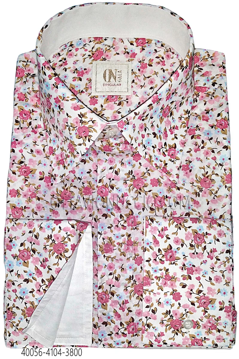 Camisa algodón diseño liberty rosa con contrastes