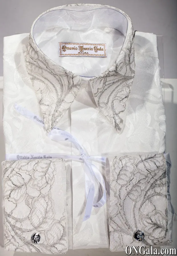 White Shirt with Silver-Tone Lace
