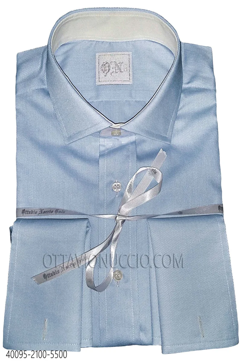 Camicia celeste in cotone popeline