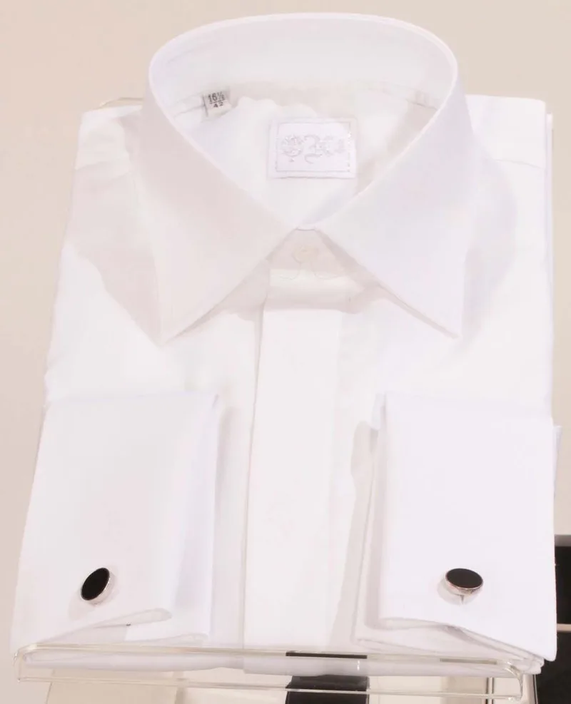 Chemise blanche en mélange de coton avec poignets mousquetaire