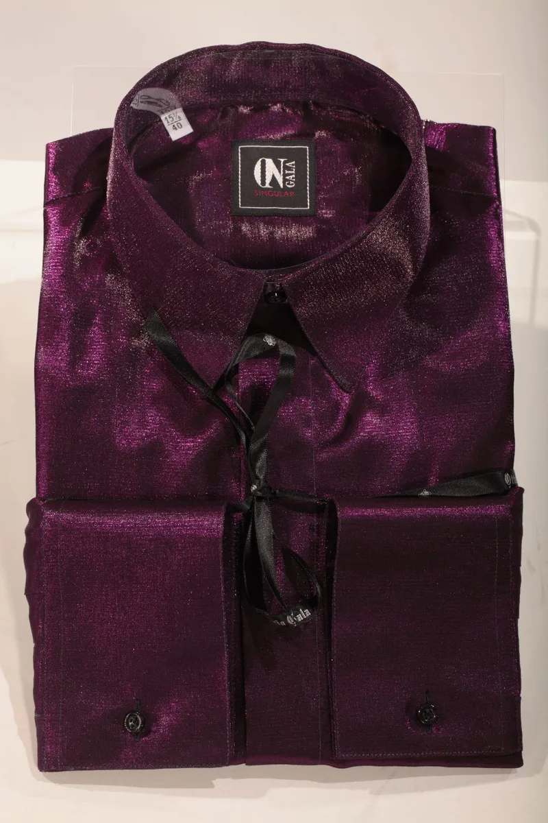 Camisa cuello moda lurex fucsia