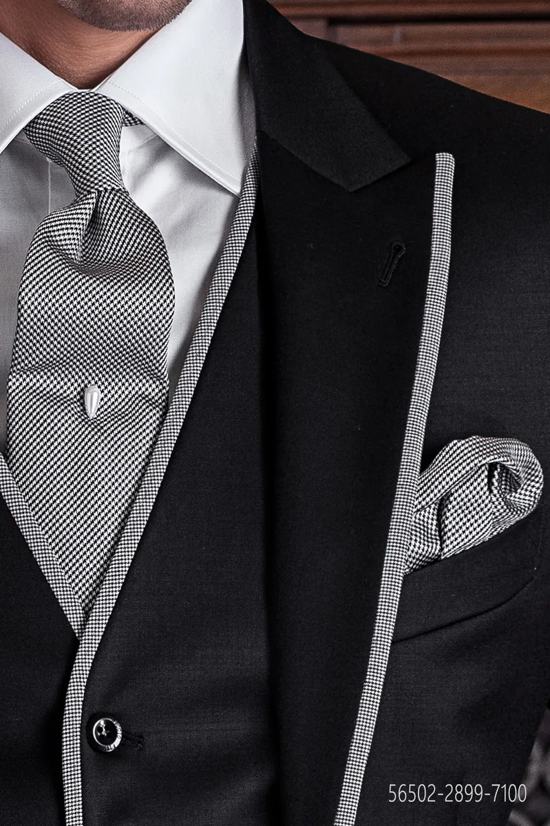 Cravate et pochette de costume ''Prince de Galles'' gris