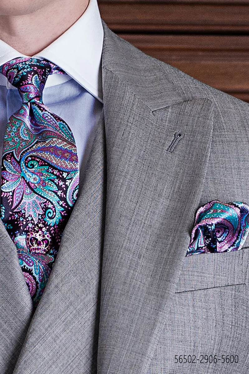 Krawatte und Einstecktuch aus Paisley Seide
