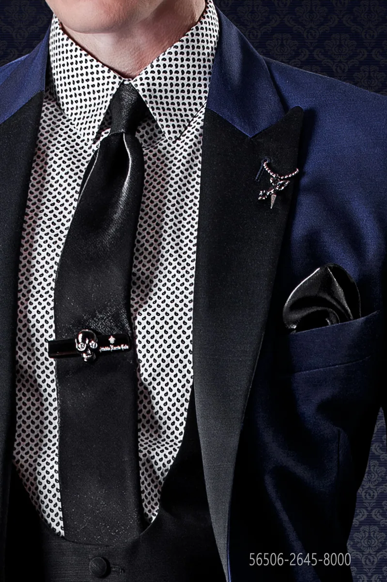 6.5cm Tie and Handkerchief Set in Black Lurex