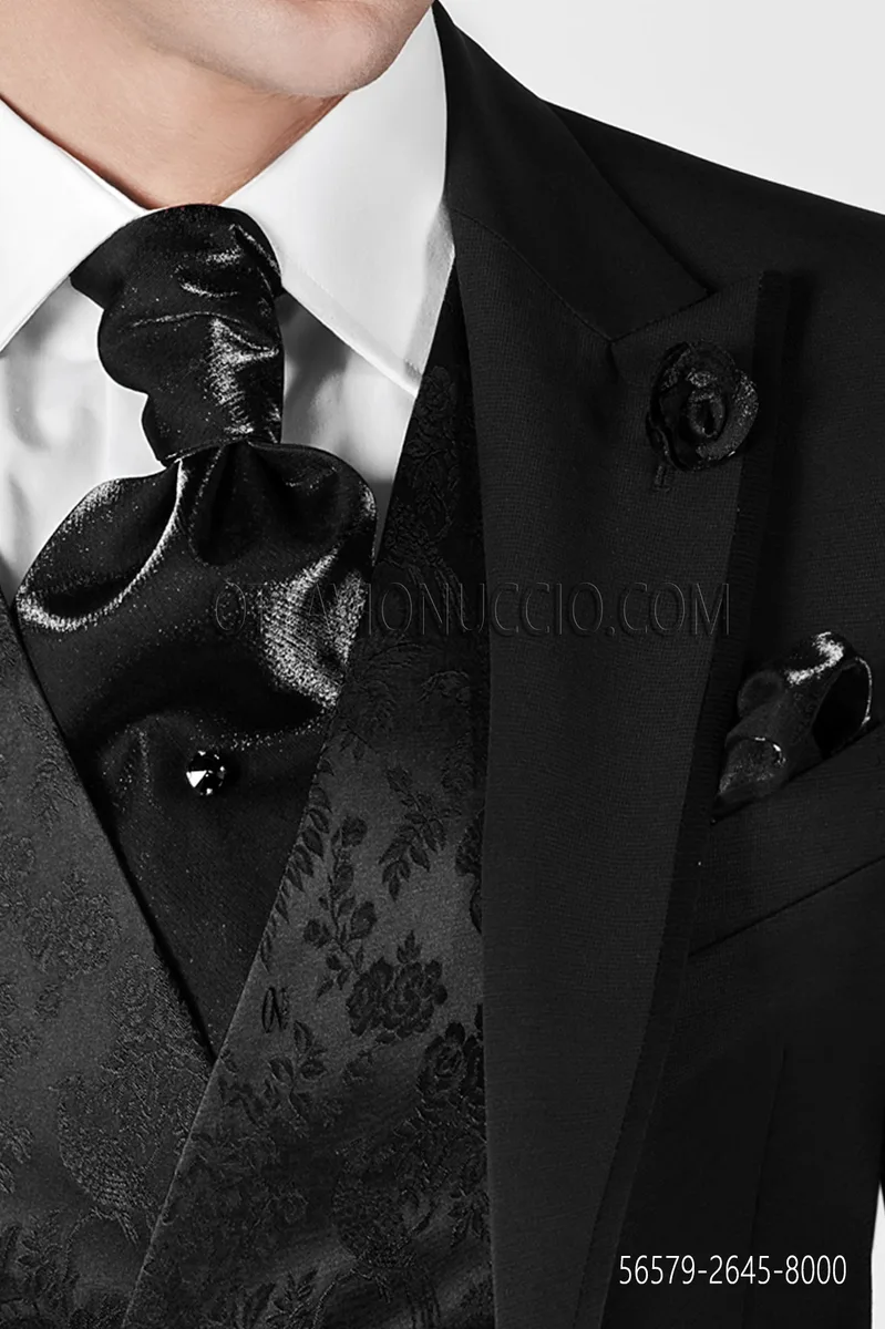 Cravattone e fazzoletto in lurex nero