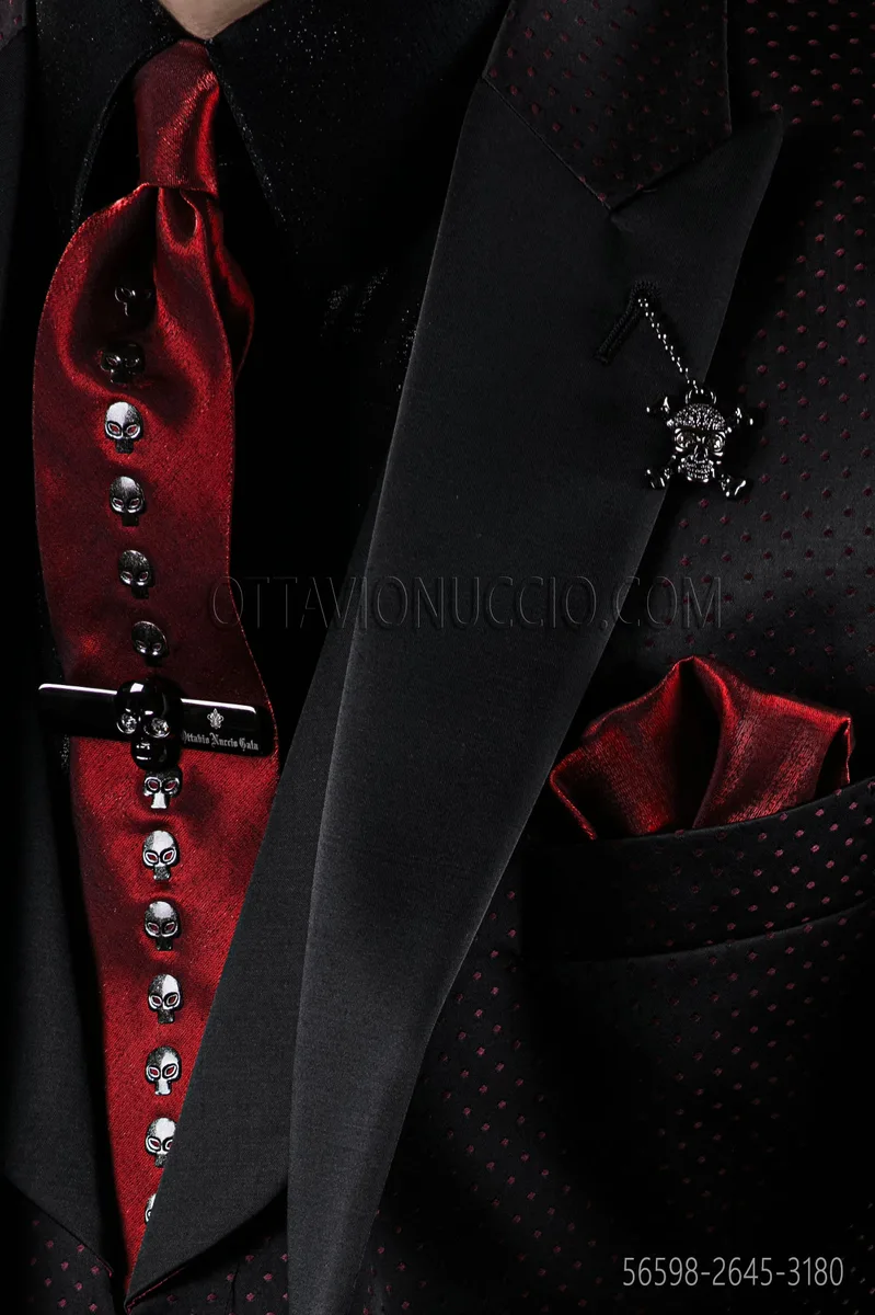 Cravate et pochette en lurex rouge