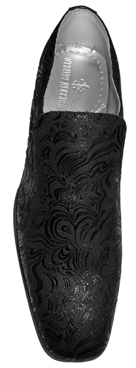 Slippers, schwarz mit Damast-Design