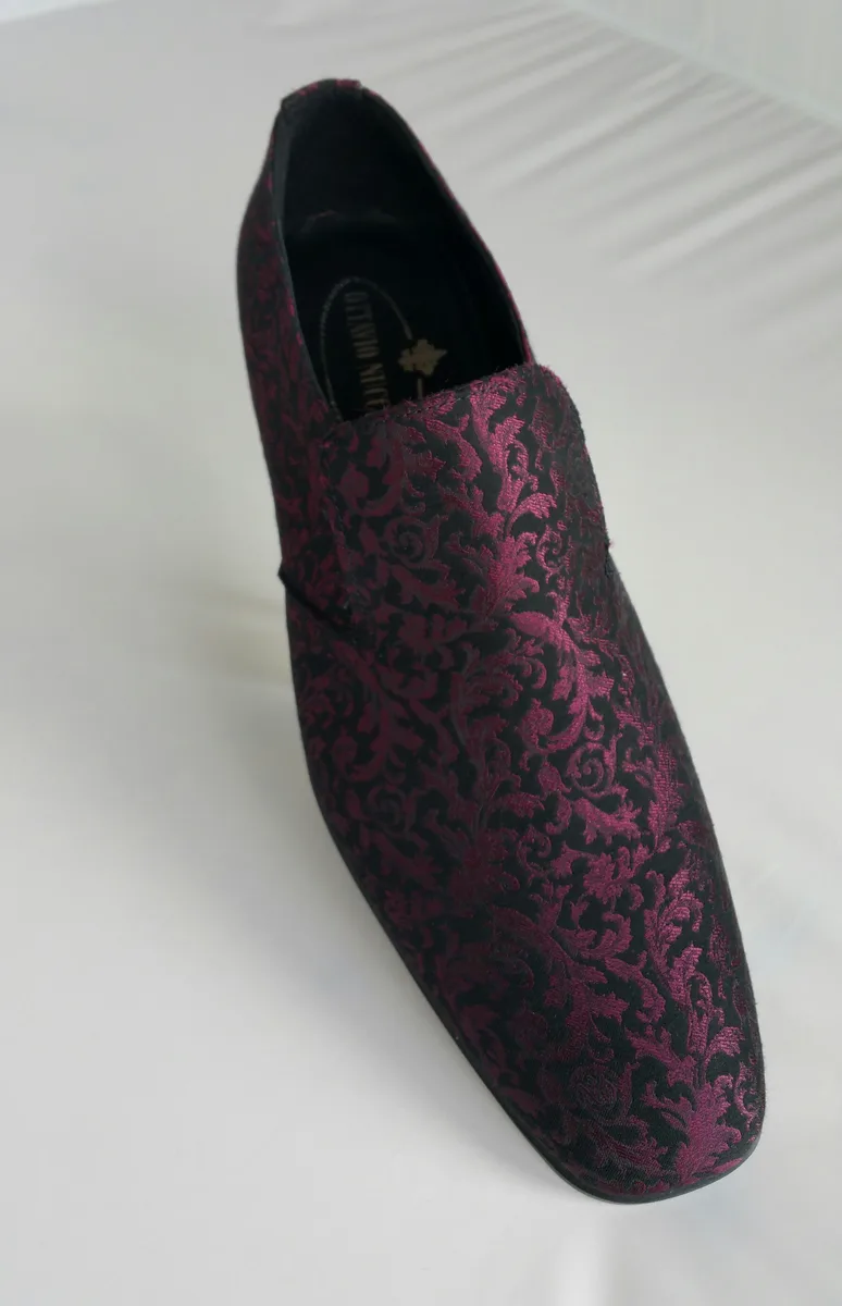 Zapato Slipper en tejido brocado púrpura