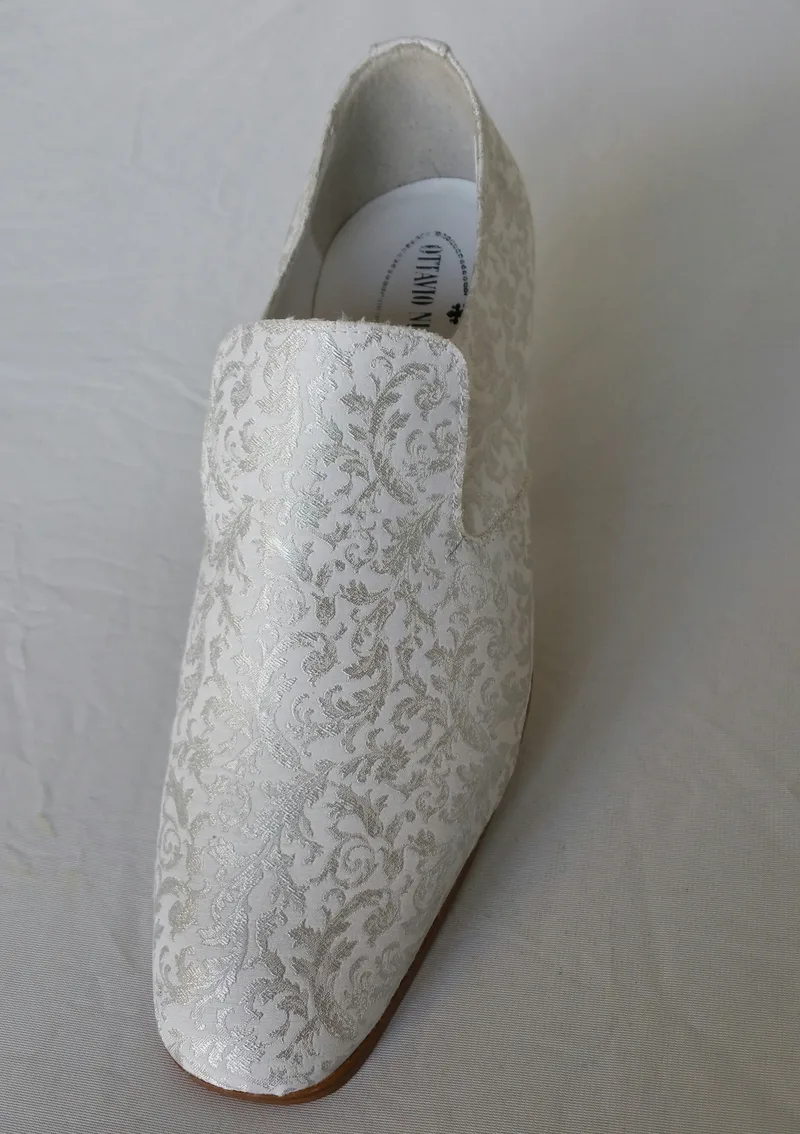 Chaussons en tissu damassé gris glacier