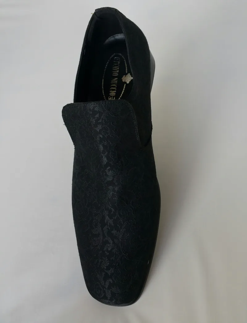 Chaussons en tissu damassé noir