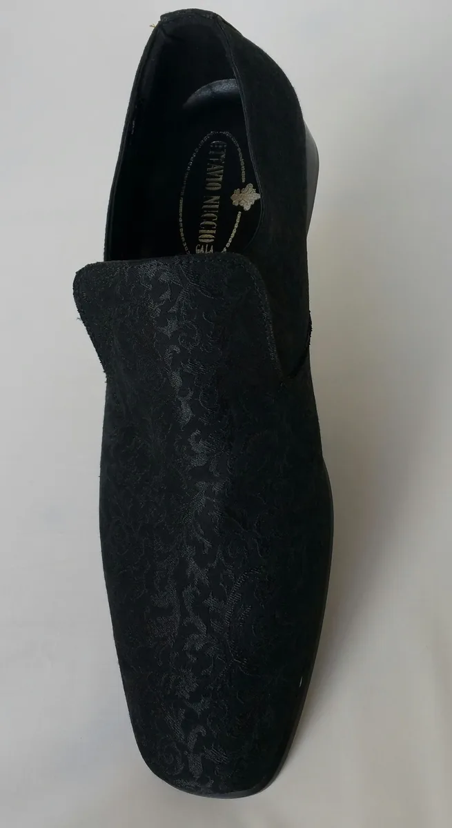 Chaussons en tissu damassé noir