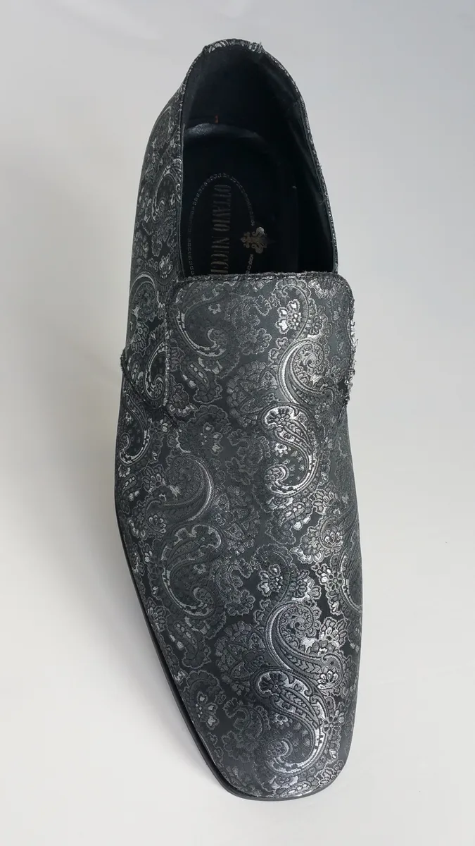 Grey brocade slippers