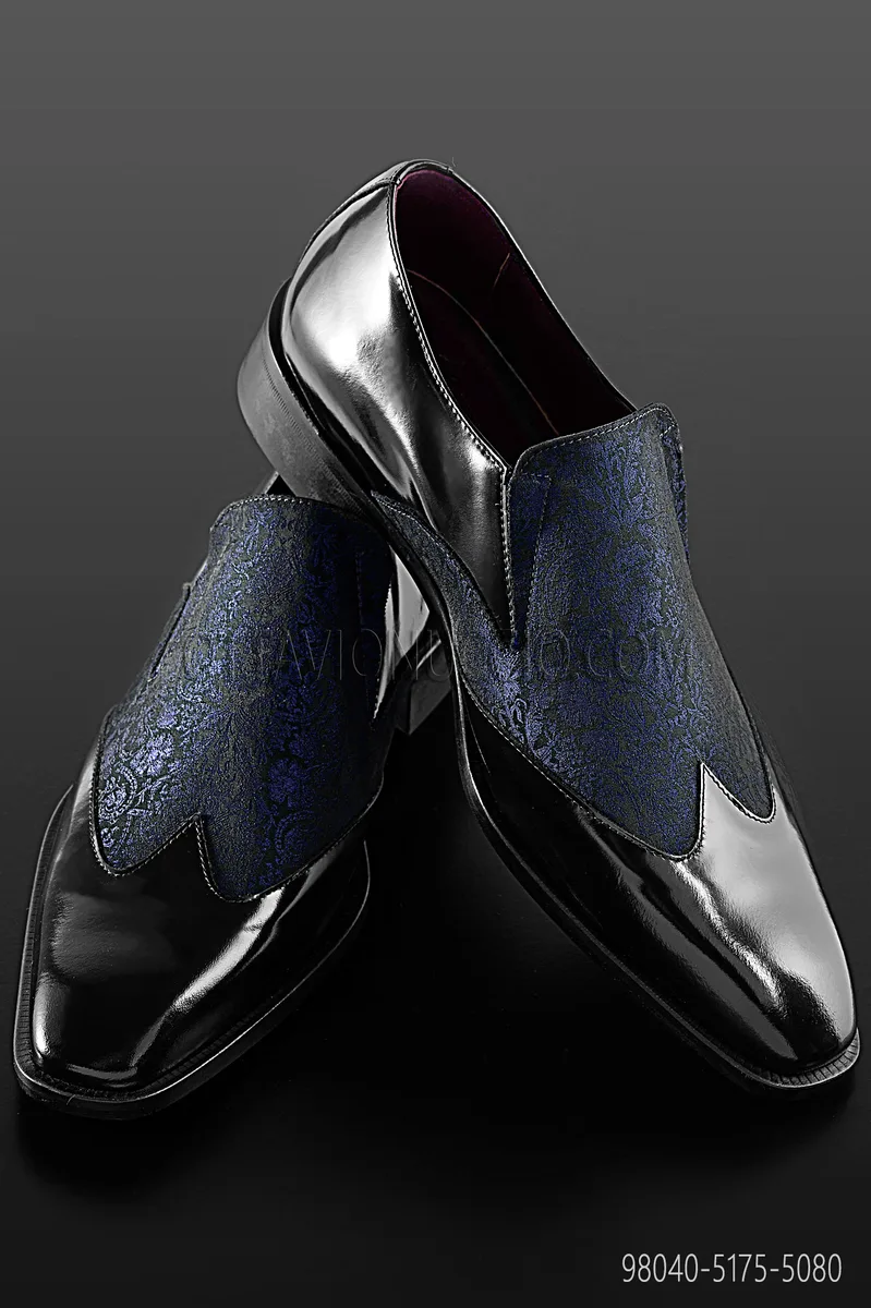 Schuhe, zweifarbig, aus schwarzem Leder