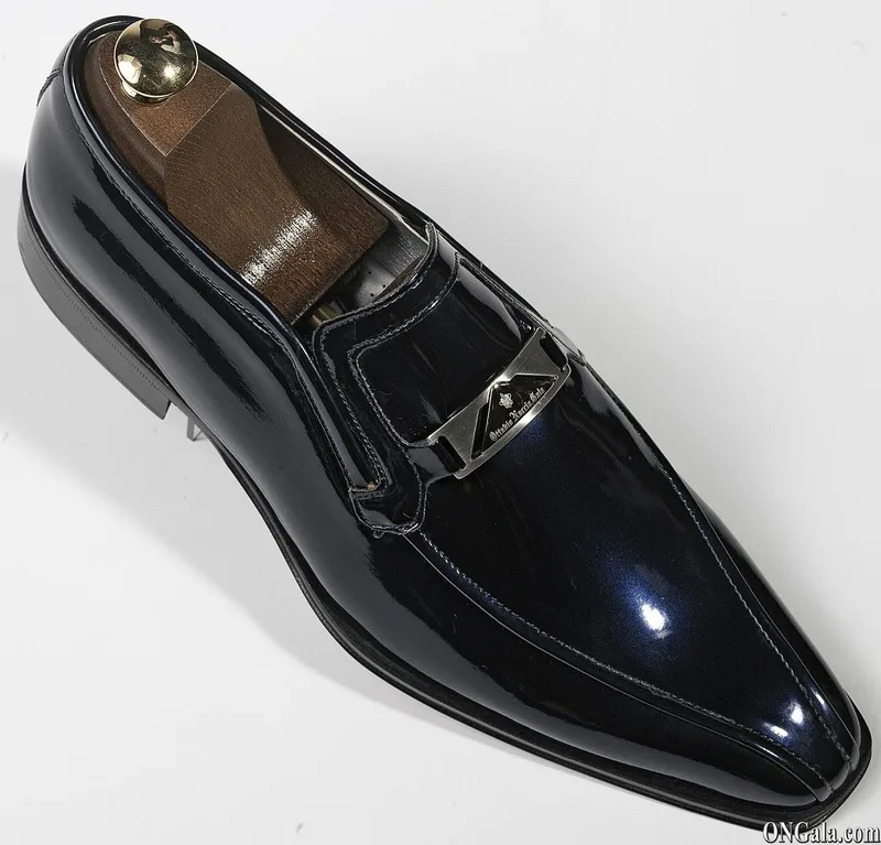Schuhe, blau, aus Lackleder