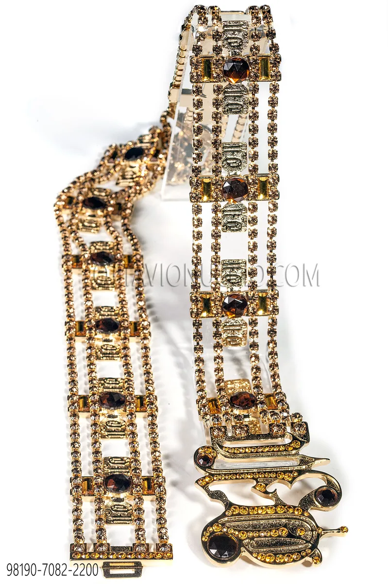 Gold-Tone Metal Belt with crystal strass