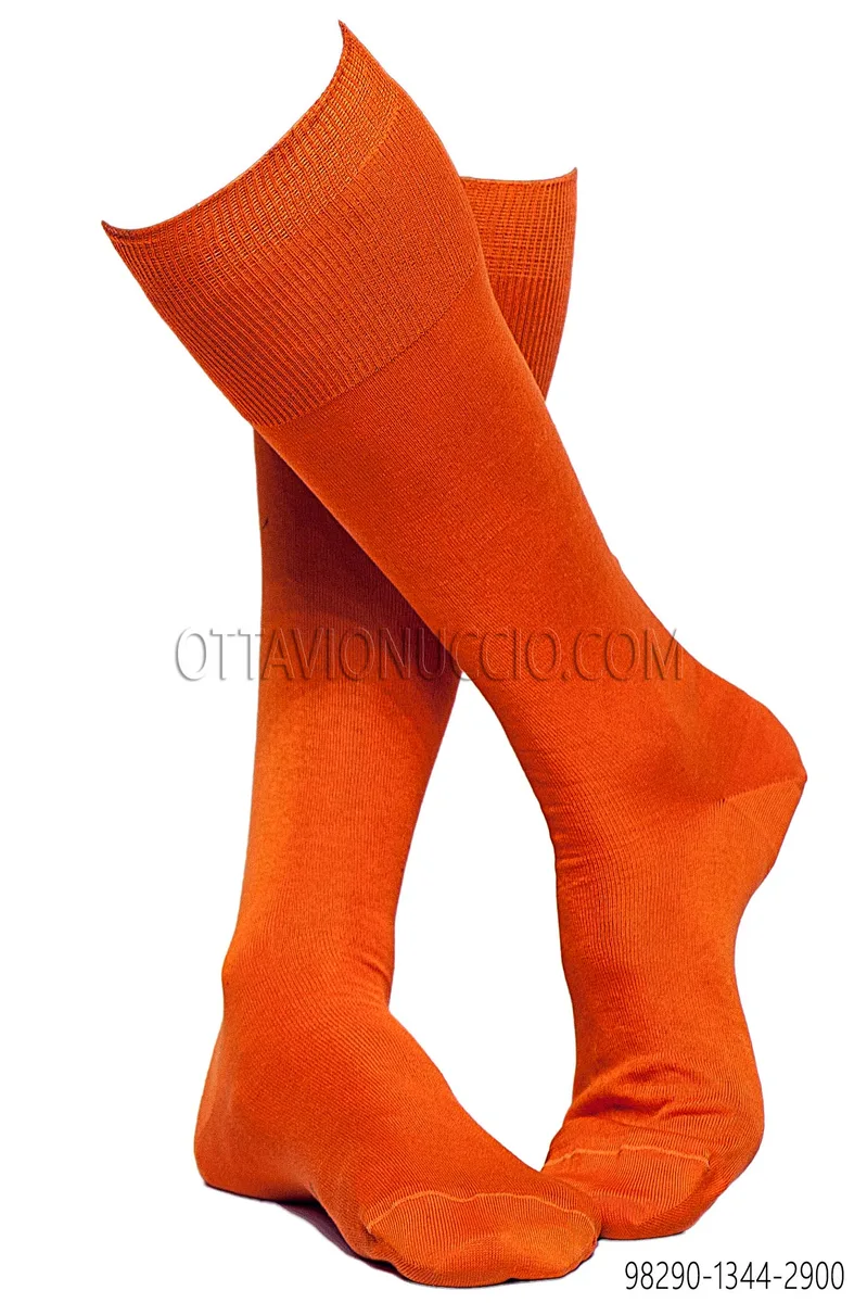 Kniesocken, orange, aus 100% gekämmter Baumwolle