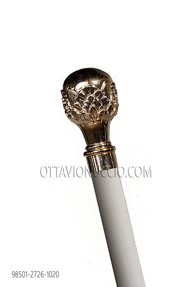 Bastón blanco con pomo oro