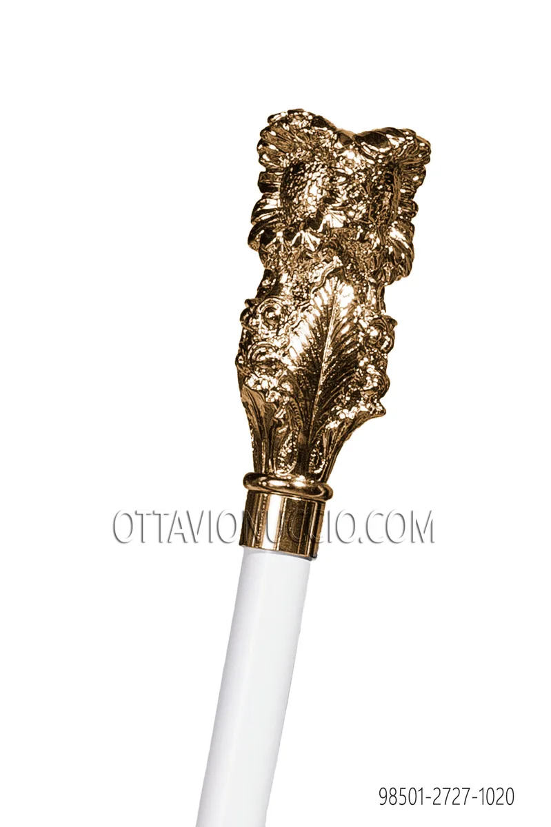 Bastón blanco pomo oro