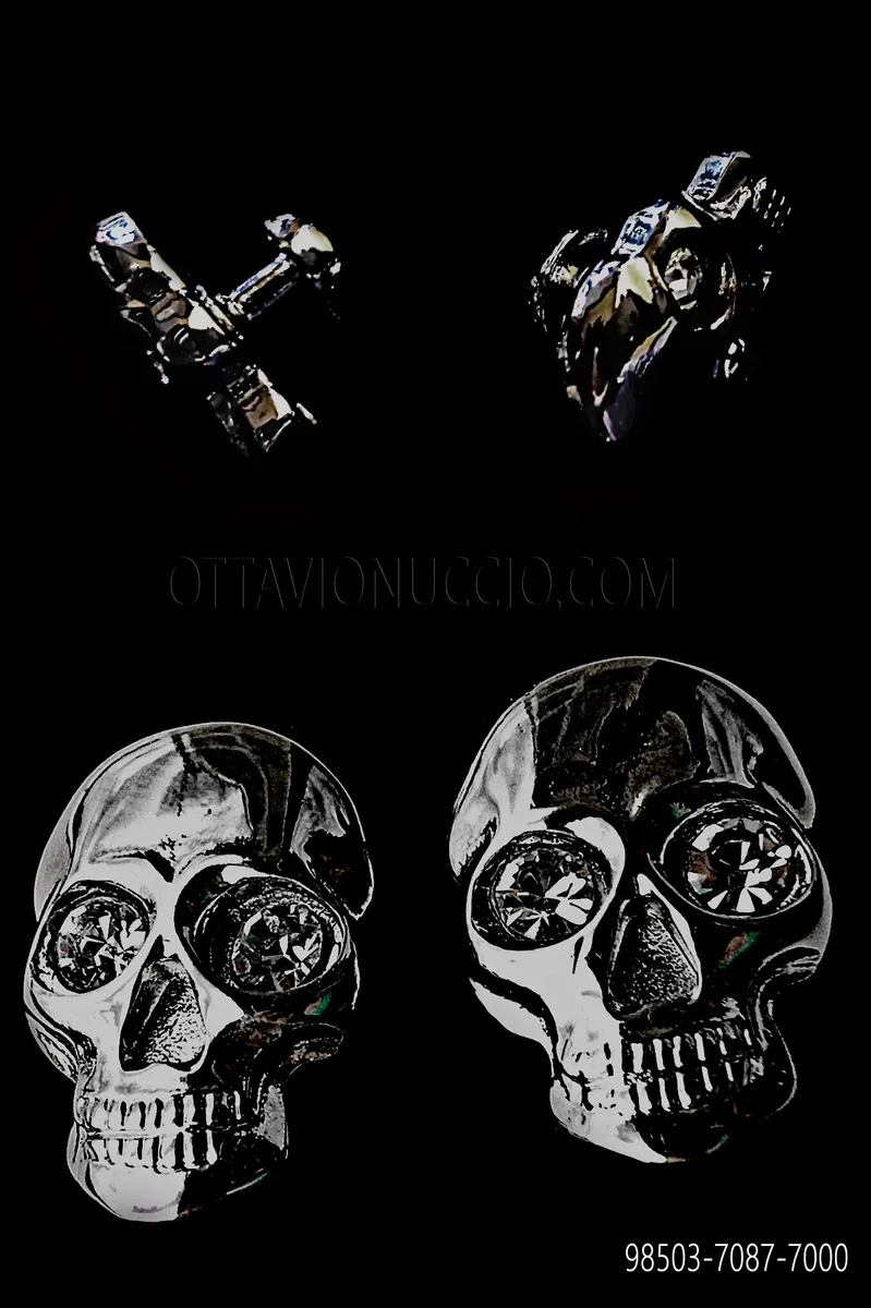 Gunmetal Grey Skull-Shaped Cufflinks