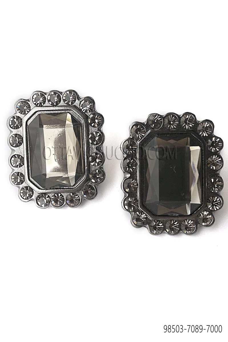 Smoky-Grey Jewel Rectangular Cufflinks
