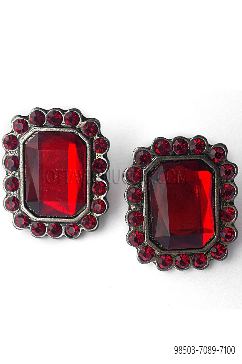 Red Jewel Rectangular Cufflinks
