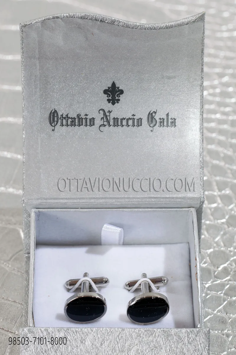 Enamel Oval Cufflinks in Black