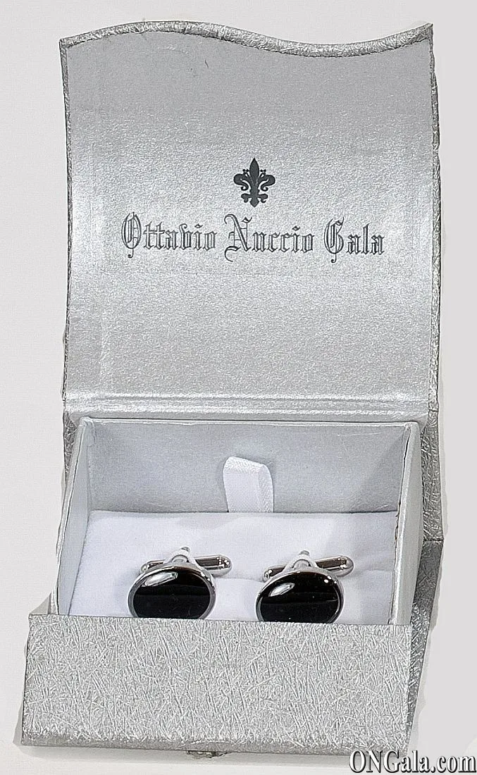 Enamel Oval Cufflinks in Black
