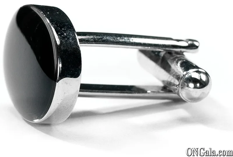 Enamel Oval Cufflinks in Black
