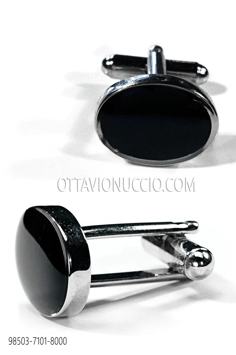 Enamel Oval Cufflinks in Black