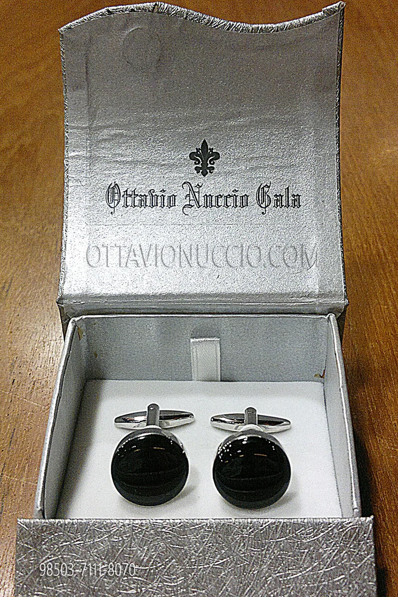 Round Cufflinks with black enamel finish